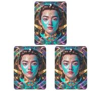 Libra's Interesting Face Lot de 3 désodorisants carrés à suspendre pour voiture, maison, bureau Gris