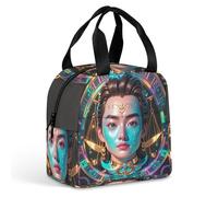 Libra's Sac à déjeuner avec motif visage intéressant pour homme et femme, sac fourre-tout isotherme portable avec poignée, étanche, réutilisable, pour le travail, le pique-nique, les voyages