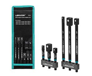 Libraton Adaptateur de Douilles de Impact, Perceuse 3" et 6", Jeu de 6 Adaptateur de Douilles Hexagonales, Rallonges de Douille