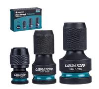 LIBRATON Adaptateurs Carré 1/4", 3/8", 1/2" vers Hexagonal 1/4" | Douille Vers Adaptateur Hex 1/4", Adaptateurs de hocs, Porte-embouts à Impact, Mandrin à Libération Rapide, Cr-Mo