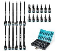 LIBRATON Clé à Douille Embouts Torx Entraînement 3/8" Extra Longue, Douilles à Impact en Acier Allié S2, 24 Pièces Douilles Torx d'embouts, T10-T60, Douille Étoile Long de 2" et 6"