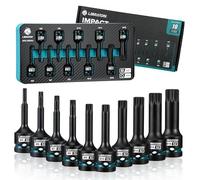 LIBRATON Impact XZN Lot De 10 Douilles À Triple Cannelure Carrée En Acier S2 12 Points (métriques M5-M18) Pour Mécanique Professionnelle Et Réparation Automobile (étui De Rangement XPE)