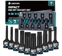 LIBRATON Jeu de Douilles Hexagonales à Choc 1/2" 10 Pièces, Embouts Hex Acier S2, H1/4-H3/4, Pour Clés à Choc, Rangement XPE, Mécanique Professionnelle & Réparation Automobile