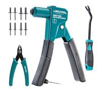 LIBRATON Kit de Pistolet à Rivets Plastique 90° | 40 Rivets Nylon (4 Tailles), Outil Retrait et Coupe-fil, Embout Universel pour Automobile, Ergonomique et 50% Moins d'Effort