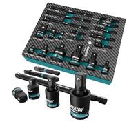 LIBRATON Lot de 20 Adaptateurs de Douilles à Chocs, avec Réducteur de Douille, Joints Universels, Adaptateur Porte Douille, Boîte XPE, pour Réparation Auto