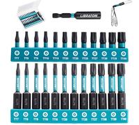 LIBRATON Lot de 25 Embouts Torx de Sécurité (T7-T40), Tournevis Inviolable Bit, Embouts Vis en S2 avec Extrémités Magnétiques (2.5cm et 5.1cm), Porte Embouts Magnétique et Boîte de Rangement