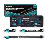 LIBRATON Lot de 3 Rallonges de Verrouillage à Choc 3/8", 75/150/250mm (3/6/10") avec Collier à Dégagement Rapide, en Acier Cr-Mo, Finition Phosphate Noir, pour Outils Automobiles, avec Plateau de Rang