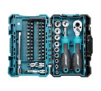 LIBRATON Lot de 37 mini douilles et clés à cliquet avec embouts, douilles peu profondes de 4 à 13 mm, poignée de pilote magnétique, barres d'extension et joint universel, avec étui de rangement pour