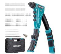 LIBRATON Pince à Riveter Robuste, Pince Rivet Pop Réglable Professionnelle | Riveteuse Manuelle, Outil de Rivetage avec 160 Rivets, 4 Embouts, 4 Buses Interchangeables sans Outil, pour Réparation