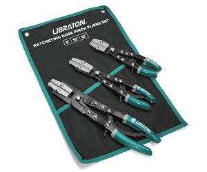 LIBRATON Pince Durite, 3 Pièces Pince a Collier Durite à Cliquet, Pinces pour Tuyau Automobile, Serrage pour Tuyau, Pinces pour Tuyau de Carburant et Radiateur, avec Sac de Rangement, 8" 10" 12"