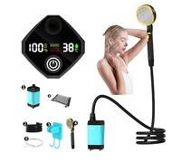 LIBRELUNE Kit Douche De Camping, Upgrade 7800 Ah Camping Douche Portable,Pompe De Douche éLectrique Rechargeable avec Un Affichage NuméRique Intelligent pour Douche de Camping en Plein air (Bleu)