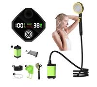 LIBRELUNE Kit Douche De Camping, Upgrade 7800 Ah Camping Douche Portable,Pompe De Douche éLectrique Rechargeable avec Un Affichage NuméRique Intelligent pour Douche de Camping en Plein air (Vert)