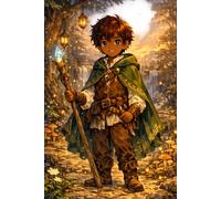 Libreta chico aventurero en bosque mágico: Cuaderno con líneas y diseño fantasía para diario, notas y escritura creativa