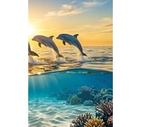 Libreta con un fondo de mar con delfines