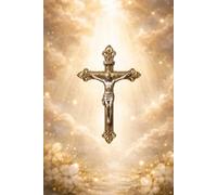 Libreta cruz ornamentada dorada: Cuaderno con líneas cristiano y diseño sagrado