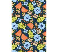 Libreta Flores y Hojas: Cuaderno sin Líneas con Fondo Oscuro y Diseño Botánico