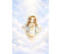 Libreta Virgen María infantil en cielo luminoso: Cuaderno con líneas cristiano devocional para oración, diario espiritual, journaling de fe y regalo religioso católico