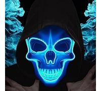 LIBRNTY Halloween Masques,Masqu cosplay,LED Masque pour Halloween,LED Masque de tête de Mort,Peinture de crâne bricolage et 3 modes d'éclairage,pour la DéCoration de Costumes de FêTe de Carnaval