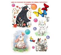 Libro da Colorare per Bambini con Animali Fantastici e Scenari Magici