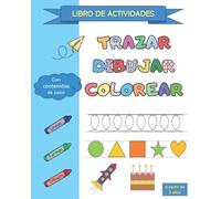 Libro de actividades para aprender a trazar lineas rectas, curvas y formas. Dibujos para trazar y colorear | Cuaderno preescolar para los niños de 3-5 años. Con Contenidos de Color.