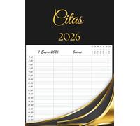 Libro de Citas 2026: Agenda para peluquería y estilistas, Planificador Horario de 7:00 a 22:30, día por página con fechas y horas, 4 Empleados ... | 12 meses, y Calendario de Mes Corriente A4