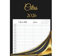 Libro de Citas 2026: Agenda para peluquería y estilistas, Planificador Horario de 7:00 a 22:30, día por página con fechas y horas, 4 Empleados ... | 12 meses, y Calendario de Mes Corriente A4