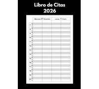 Libro de Citas 2026: Agenda profesional un día por página - 2 columnas por día - Planificador de 7 a 21 horas - intervalos de 30 minutos - A4