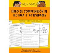 Libro de comprensión de lectura y actividades: Primer y segundo grado [Edición verano]