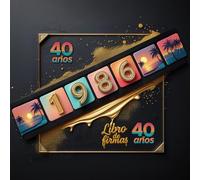 Libro de Firmas Cumpleaños 40 Años - Edición Retro Vintage de los Años 80 - Como un Buen Vino, Mejor con los Años