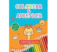 Libro para colorear y aprender: El sol, las nubes, la lluvia, comida, ropa y accesorios, juguetes, objetos del hogar y mucho más