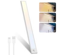 libtit Lumière LED placard cuisine 30cm, dimmable, détecteur mouvement, 3 modes couleur 3000K-6500K, bande USB rechargeable pour armoire, escalier, couloir - 1 pièce