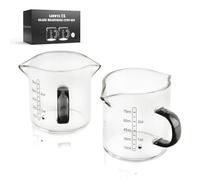 LIBWYS Lot de 2 verres doseurs de 75 ml avec graduation, tasses à expresso en verre borosilicate résistant à la chaleur, passe au lave-vaisselle, en millilitres et onces liquides