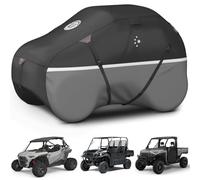 LIBZAKI Housse de Protection 420D imperméable et résistante pour VUTT 2-3 places/4-6 Places pour Polaris Ranger RZR Pro XP 4 Yamaha Rhino Can-Am Defender Pioneer Kawasaki Mule Sxs Teryx Noir/Gris-XL