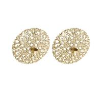 LICAEVEY 2Pack Support de Bougeoir Mural Fer Art Décor pour Salon (GOLD) | Conception estampillée florale creuse, décor monté suspendu, convient aux tasses de 4 cm, style ferme bohème, accent de
