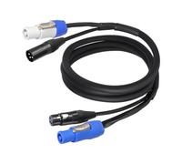 LICAEVEY Câble D'extension pour PowerCON et XLR Combo 3 Broches, Signal 23AWG avec Cordon d'alimentation 10A 3x2,5 mm² pour éclairage de Scène, Concerts, événements (ou)
