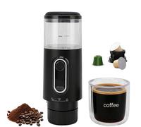 LICAEVEY Cafetière Rechargeable Portable, Machine à Capsules Portative de Type C de 100 Ml pour café Moulu, Cafetière sans Fil Alimentée par Batterie pour le Camping de Voyage en Plein (BLACK)