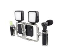 LICAEVEY Cage Universelle pour Téléphone, Stabilisateur de Téléphone, Kit de Montage Vidéo pour Vlogging, Streaming en Direct et Tournage, Réglable de 64 à 91 Mm avec 30 Trous de Vis 1/4"