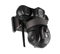 LICAEVEY Caméra de sécurité Solaire sans Fil à Triple Objectif pour V380 Pro 3240 X 1920, Triple Objectif sans Angle Mort, Rotation PTZ 2 MP HD, Conversation Bidirectionnelle IP66,