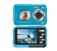 LICAEVEY Caméra sous-Marine 4K, Appareil Photo Numérique étanche 48 MP avec Profondeur étanche de 11,5 Pieds, Mise au Point Automatique à Double écran pour la Plongée en Apnée, la (Blue)