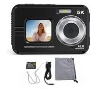 LICAEVEY Caméra sous-Marine 5K, Appareil Photo Numérique étanche à Double écran Autofocus 48MP avec Carte de 32 Go pour la Plongée en Apnée et la Natation (Black)