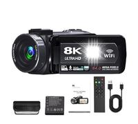 LICAEVEY Caméra Vidéo 8K, Caméscope à Zoom Numérique 64 MP pour Youtube, Caméras Vidéo Numériques 18X avec écran Tactile de 3 Pouces, Lumière LED WiFi, pour Voyage Vlog Live Streaming