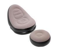 LICAEVEY Chaise Longue Gonflable élégante, Chaise Longue Floquée Douce avec Repose-Pieds pour Vivre en Plein Air Voyage Camping en Gris (Café)