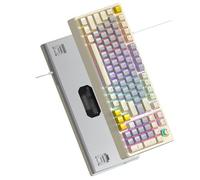 LICAEVEY Clavier de Jeu Mécanique RVB, T-Wolf T50, 98 Touches, Interrupteur Bleu échangeable à Chaud, Rétroéclairage Dynamique, Conception Ergonomique pour Le Travail sur Ordinateur PC (Beige Gris