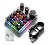 LICAEVEY Clavier de Programmation Personnalisable, 16 Touches, 3 Boutons, Clavier de Jeu Filaire USB avec Contrôle du Volume, Macros de Raccourci Programmables pour Les Jeux, Le Codage, (Black)