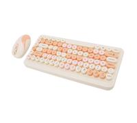 LICAEVEY Clavier et Combo de Souris sans Fil Silencieux, Slim Retro Round Keycap 2.4G Set - Opération Silencieuse pour la Maison, Le Bureau, Le PC, Le Bureau, L'ordinateur Portable (Orange)
