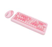 LICAEVEY Clavier et Combo de Souris sans Fil Silencieux, Slim Retro Round Keycap 2.4G Set - Opération Silencieuse pour la Maison, Le Bureau, Le PC, Le Bureau, L'ordinateur Portable (Violet fumé)