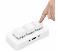 LICAEVEY Clavier Mécanique Programmable à 3 Touches, Clavier Personnalisable Filaire USB, Plug and Play pour Les Jeux sur PC et Les Raccourcis de Bureau (White)