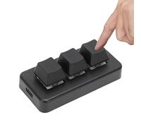 LICAEVEY Clavier Mécanique Programmable à 3 Touches, Clavier Personnalisable Filaire USB, Plug and Play pour Les Jeux sur PC et Les Raccourcis de Bureau (Black)