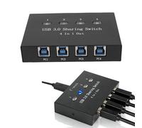 LICAEVEY Commutateur de Partage D'imprimante USB 3.0, Sélecteur Manuel 4 en 1, Transfert de Données Haute Vitesse Plug and Play pour Plusieurs Ordinateurs, Commutateur USB pour le