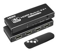 LICAEVEY Commutateur HDMI 4K 120 Hz pour Consoles de Jeux, Téléviseurs, Lecteurs DVD, Prend en Charge L'affichage HDR avec Télécommande et Détection Automatique, Commutateur HD